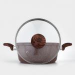 Кастрюля Доляна «Брауни», 3.3 л, d=24 см, h=10 см, антипригарное покрытие, индукция, литой алюминий, коричневая