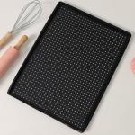 Коврик перфорированный прямоугольный Доляна, силикон, 40?31?1 см, чёрный