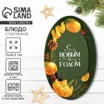 Блюдо овальное новогоднее «С Новым годом», 24.5?15?2 см, стекло