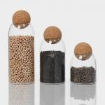 Банки для сыпучих Magistro «Эко», 3 предмета: 450/700/1000 мл, с пробковой крышкой, стекло, прозрачные