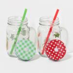 Банки Доляна «Свежий бриз», набор 2 шт.: 2 банки с крышками и трубочками 450 мл, стекло