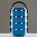 Ланч бокс Доляна «Доляна», 2 л, 14?26 см, сохраняет тепло 3 ч, нержавеющая сталь, синий