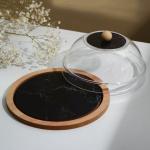 Блюдо с крышкой «Черный мрамор», 15 см, пластик