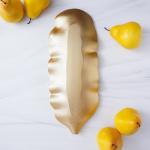 Блюдо для фруктов Доляна «Золотой лист», 35?14 см, золотое