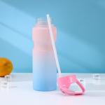 Бутылка для воды Доляна «Градиент», с трубочкой, 700 мл, 25?7?8 см, пластик, розовая/голубая