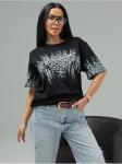 Футболка "Саваж" Черный Серый женская