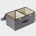 Короб стеллажный для хранения с двойной крышкой Доляна «Тэри», 49?29?24 см, серый