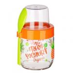 Банка д/йогурта, мюсли с ложкой 420мл стекло пласт