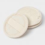 Мочалки для лица Доляна, 3 шт., сизаль, люффа, бежевая