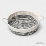 Корзина для хранения LaDom «Визави», плетёная, ручной работы, с ручками, хлопок, 34?25?7 см, серая