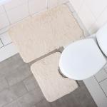 Набор ковриков для ванной и туалета Доляна «Пушистик», 2 шт., 40?50, 50?80 см бежевый