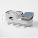 Дозатор для моющего средства с подставкой для губки Raccoon, 550 мл, губка в комплекте, белый