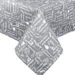 *Скатерть декоративная 'Правила кухни' 145х180, рогожка, 100 % хлопок, 'Серый ПК'