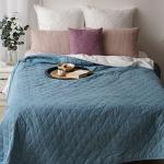 *Покрывало стеганое 215х240 'Традиция', поплин, 100% хлопок, 'Серо-голубой текстура'