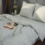 КПБ 'Традиция' 2,0 спальный с европростыней, поплин, 100% хлопок, 'Подснежники (серо-зеленый) ВБ' Пододеяльник 177*217, простыня 240*217, наволочка 70*70 (2 шт.)