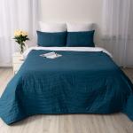 *Покрывало стеганое 215х240 'Традиция', поплин, 100% хлопок, 'Голубая сталь'