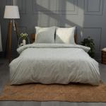 КПБ 'Традиция' дуэт, поплин, 100% хлопок, 'Подснежники (серо-зеленый) ВБ' Пододеяльник 146*217 (2 шт.), простыня 217*240, наволочка 70*70 (2 шт.)