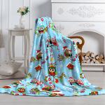 *Плед 'Амели' облегченный 200х220, велсофт, 100% полиэстер, 'Совушки голуб.'