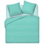 КПБ 'Традиция' евро, поплин, 100% хлопок, пл.118 гр./кв.м 'Полоса бирюза' Пододеяльник 205*217, простыня 217*240, наволочка 70*70 (2 шт.)