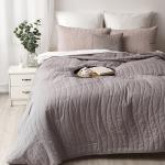 Покрывало стеганое 215х240 'Традиция', поплин, 100% хлопок, 'Графит ВБ'