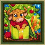 "Алмазная живопись" АЖ-1891 "Новогодний бычок" СК/Распродажа