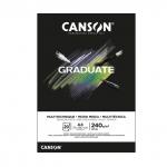 "Canson" Альбом для смешанных техник Graduate BLACK 240 г/м2 A4 21 х 29.7 см склейка с одной стороны 20 л.