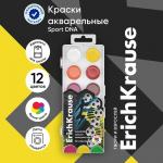 Акварель ErichKrause Sport DNA, 12 цветов, без кисти, пластиковая коробка, европодвес