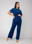 Костюм женский велюровый с брюками "ЭЛЬЗА" СИНИЙ