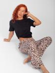 Костюм женский кулирка с брюками "ЗАРА" ЛЕОПАРД КОРИЧНЕВЫЙ
