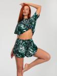 Костюм женский кулирка с шортами "АФРИКА" ЗЕЛЕНЬ