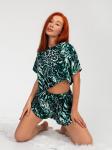 Костюм женский кулирка с шортами "АФРИКА" ЗЕЛЕНЬ