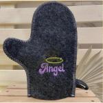Варежка банная с вышивкой Angel, цвет серый, без упаковки