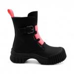 Ботинки демисезонные 4446-1 черно розовые