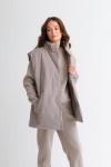 Жилет со стойкой oversize серо-бежевый