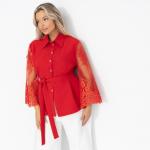 Жакет нарядный, Даю автограф (алый, с поясом)