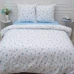 КПБ 'Традиция' дуэт поплин, 100% хлопок, пл. 110 гр./кв.м., 'Мильфлёр (голубой)' Пододеяльник 146*217 (2 шт.), простыня 217*240, наволочка 70*70 (2 шт.)