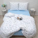 КПБ 'Традиция' дуэт поплин, 100% хлопок, пл. 110 гр./кв.м., 'Мильфлёр (голубой)' Пододеяльник 146*217 (2 шт.), простыня 217*240, наволочка 70*70 (2 шт.)