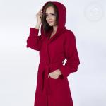 Халат запашной с капюшоном (бордовый)