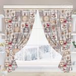 Шторы для кухни с подхватом Лапландия