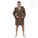 Халат запашной с капюшоном (коричневый)