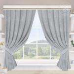 Шторы для кухни с подхватом Лен серый