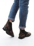01-B44B-81PC BROWN/LEOPARD Ботинки демисезонные женские (натуральная кожа, текстиль, байка)