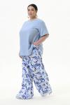 Брюки широкие из вискозы, принт "синяя роспись"