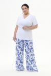 Брюки широкие из вискозы, принт "синяя роспись"