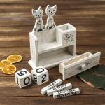 Вечный календарь настольный «Пара кошек», 18?6?22 см, дерево