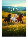 Календарь 2026 перекидной на ригеле А3 «Тройка лошадей»
