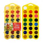 Акварель медовая «ЗХК. Цветик», 24 цвета, без кисти, жёлтый пластиковый футляр с петлёй, 27421678