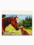 Календарь настенный квартальный 2026 «Лошадь с котенком», 30?46 см