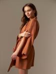 Халат женский короткий SL HOME "Brown", размер 44-52, 100% лён, 150г/м2