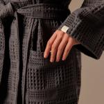 Халат вафельный женский SL HOME: Chess «Гри Сандре», размер XL, хлопок 100%, тёмно-серый